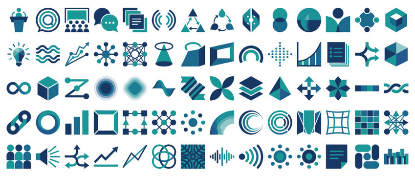 Technology and communication icons set. including chat, network, signal, data, graphs, innovation, and more. Vector collection