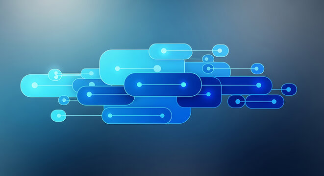 Abstract blue technological background representing complex data network connections and modern infrastructure.