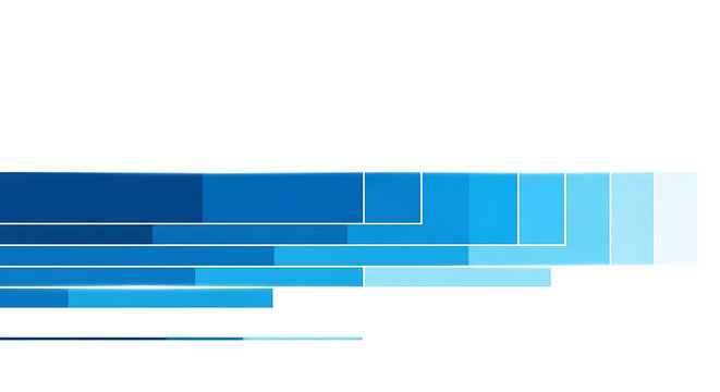 Abstract blue gradient technology background with modern geometric blocks and ample white copy space