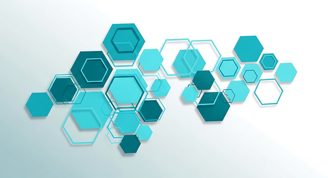 Modern geometric abstract background featuring blue and turquoise hexagonal network shapes design element.