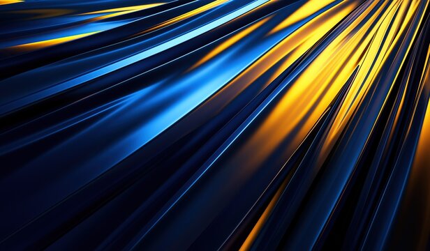 Abstract blue and yellow background with dynamic lines of light creating energetic atmosphere and high speed motion blur effect - Powered by Adobe