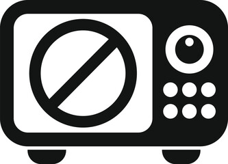 Microwave oven symbol indicating non working or not allowed use
