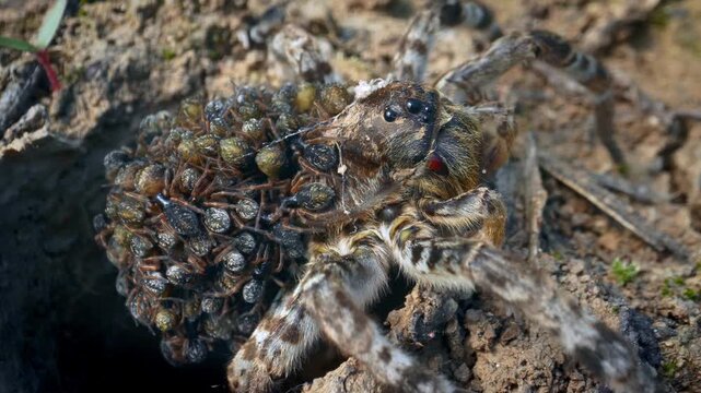 Nest of tarantula and its spiderlings