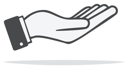 Fototapeta premium Stylized Hand Icon Palm Up Gesture of Giving Receiving or Helping