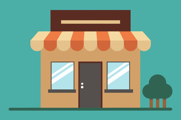 Coffee shop exterior cartoon background simple vector illustration