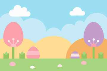 Easter themed pastel garden background simple vector illustration
