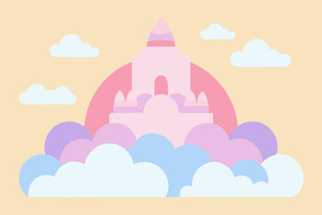 Cloud kingdom with pastel colored skies simple vector illustration