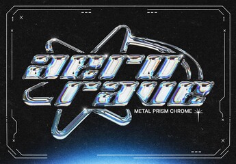 Metal Prism Chrome Text & Logo Template Mockup
