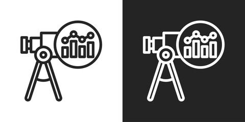 Forecast Analytics Icon In Black And White Line Style