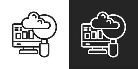 Data Analytics Icon In Black And White Line Style
