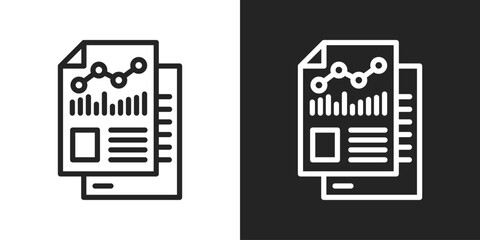 Analytics Icon In Black And White Line Style