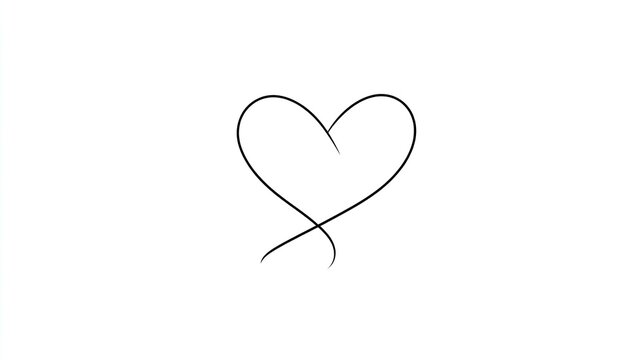 Simple and Elegant Hand-Drawn Heart Outline for Romantic and Artistic Themes, Perfect for Crafts, Designs, and Creative Projects