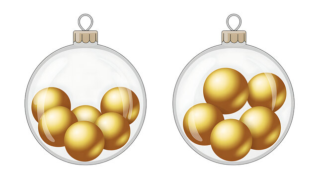 Festive golden Christmas ornaments to add a joyful holiday touch to your seasonal designs, ideal for winter promotions and cheerful greetings with a radiant glow