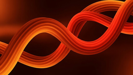 Abstract 3D fluid shape background featuring intertwining glowing orange and red wavy lines