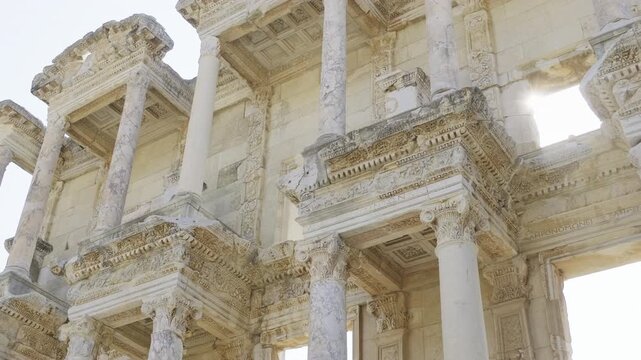 Celsus library facade in ephesus ancient city ruins