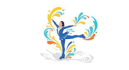 Fototapeta premium Colorful abstract dancer in motion with splash elements on white background