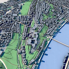 Cityscape Budapest Hungary, 3D Rendering