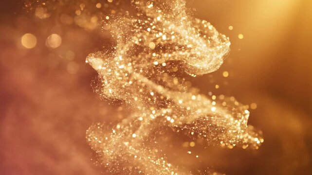 Extremely slow motion shimmering particles drifting and swirling in a hazy atmosphere bathed in gentle warm light soft light, ethereal background, texture