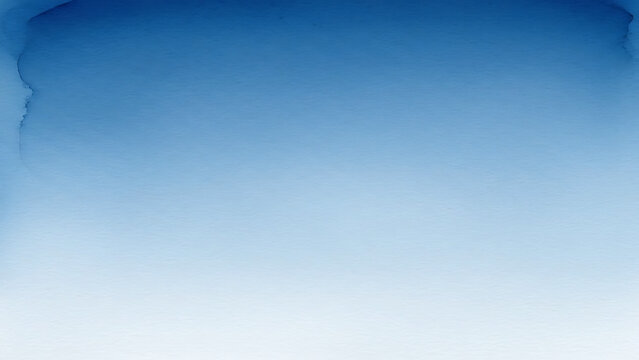 Deep indigo blue watercolor background fading gently into white on rough artistic paper texture