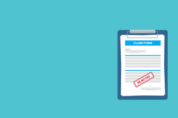 Rejected claim form. Check list. Online claim form rejected.