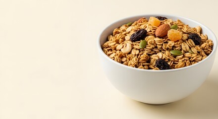 Bowl of Granola with Nuts and Dried Fruit
