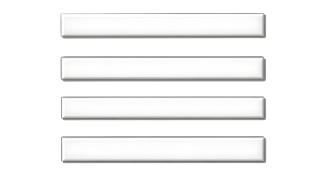 Glossy blank menu buttons set for website interface design and navigation template isolated PNG with Transparent Background