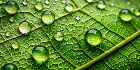 green leaf with water drops