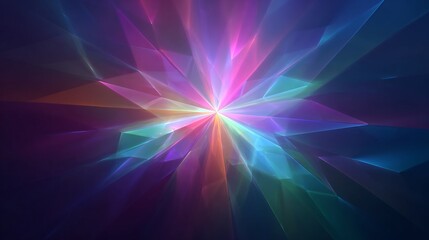 A vibrant burst of light emanating from a central point with geometric shapes and colorful rays