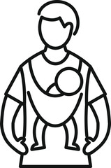 Man carrying infant using a baby carrier, symbolizing modern parenting and care