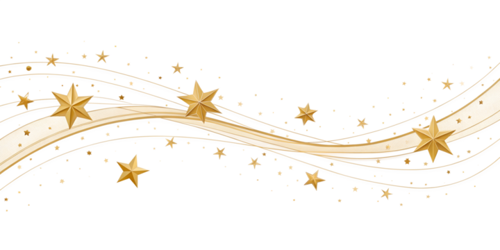 Gold Snowflake Cluster Border – Luxury Winter Line Art Divider on Transparent Background	
