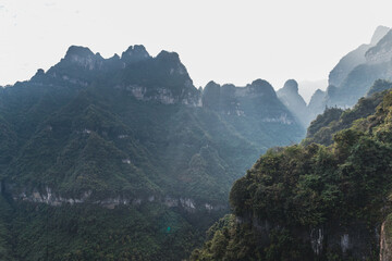 Tian-Men-Shan : Zhangjiajie China - Circa October, 2023: Landscape nature of gate of heaven orTianmen Cave in Tianmen Mountain Landmark National Park Of Zhangjiajie, Hunan , China.