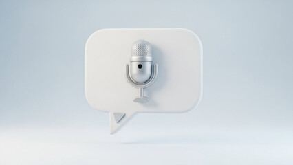 Microphone podcast speech bubble audio recording interview studio equipment broadcast media talk show voice over
