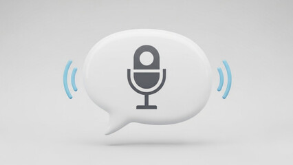 Microphone voice sound audio record speak communication podcast interview speech recognition broadcast 3d icon