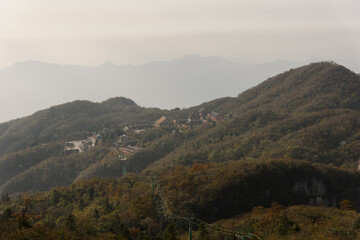 Tian-Men-Shan : Zhangjiajie China - Circa October, 2023: Landscape nature of gate of heaven orTianmen Cave in Tianmen Mountain Landmark National Park Of Zhangjiajie, Hunan , China.