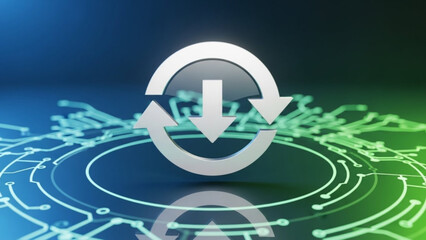 Download and sync data concept with arrows for backup and restore process in digital environment design