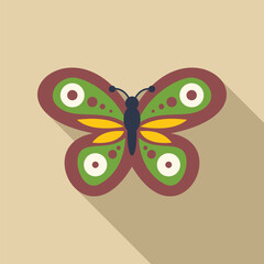 Colorful butterfly insect flying, representing freedom and nature in a modern style