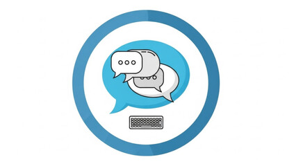 Online communication concept with chat bubbles and keyboard for messaging and social media posts design