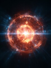 Fototapeta premium Cosmic Burst of Energy: A vibrant illustration of a cosmic explosion unfolds, featuring an eye-catching burst of radiant light and energy.