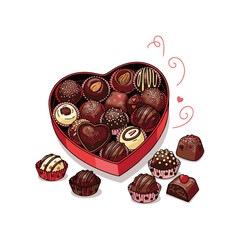brown Valentine's Day vector illustration with white background