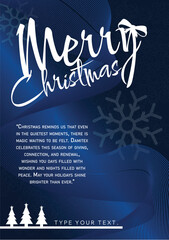 Blue Color Christmas Card A6 Size 105 x 148 mm (4.1 x 5.8 inches)