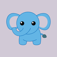 A cute pink baby elephant cartoon vector illustration is having fun on a wild safari adventure