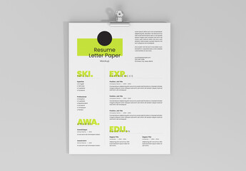 Resume US Letter Paper Mockup
