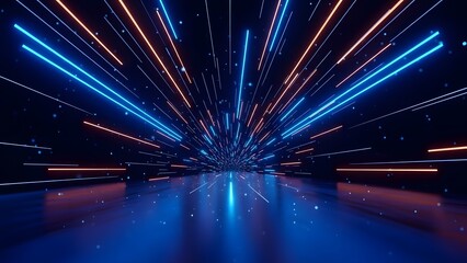 Abstract neon light trails creating a futuristic tunnel effect
