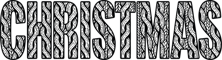 Obraz premium Christmas text with intricate woven pattern filling lettering holiday
