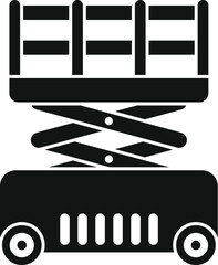 Scissor lift elevating platform machinery for construction and industrial work icon