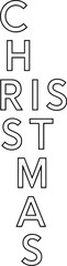 Vertical Christmas text with outline letters on a white background Keywords: Christmas, text, word, holiday, season, winter, celebration, festive, greeting, typography, lettering, font, outline