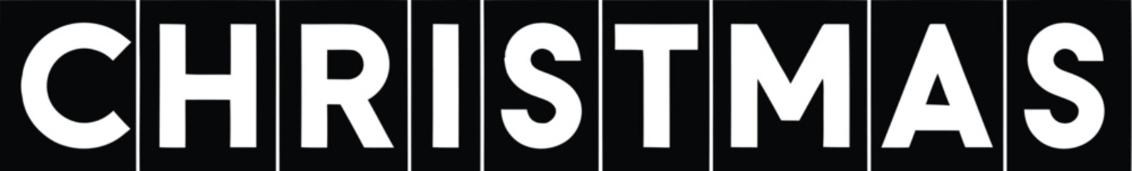 White Christmas Text Against Black Background Divided into Sections word lettering