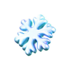 Blue halftone snowflake with dotted texture in retro comic style isolated on a white background. Vintage print effect winter snowflake for Christmas or New Year design, card, poster. 3D vector icon