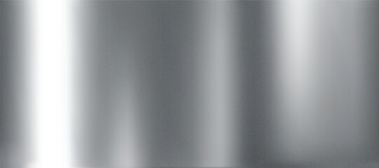 3D silver metal gradient background with chrome foil and grunge noise gradation texture. Glossy stainless steel surface with mirror reflection and smooth sheen. Realistic shiny vector bg