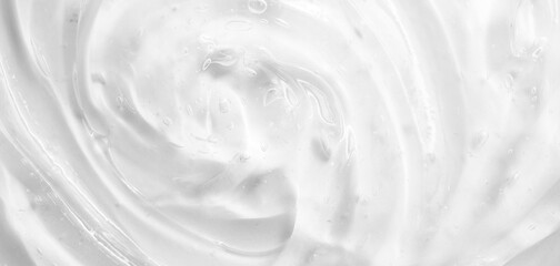 Cosmetic gel, serum transparent sample. Liquid cream with bubble texture. Gel texture of a cosmetic...